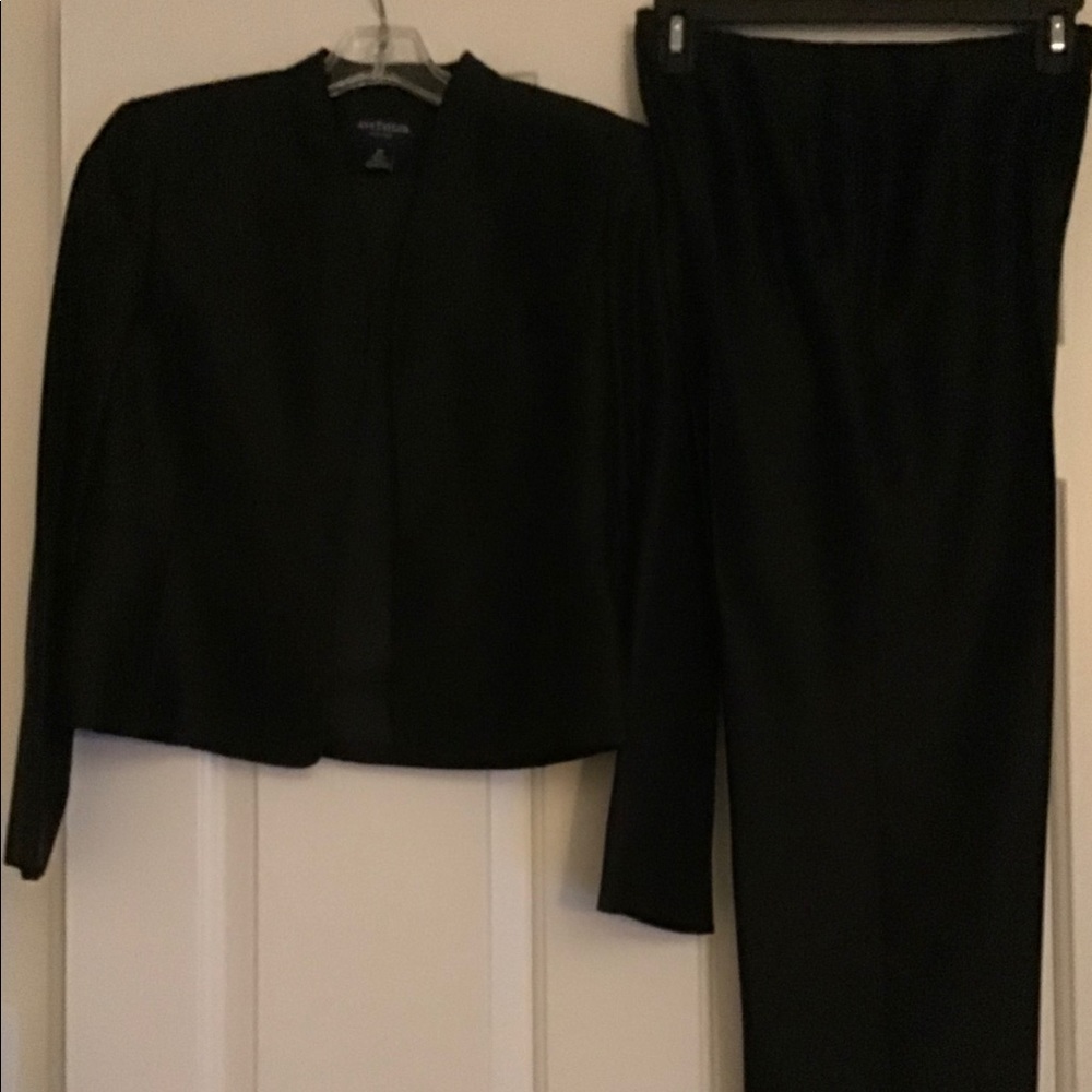 Two piece black pants suite black silky